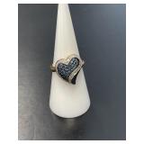 10 KT Sapphire and Diamond Heart Ring