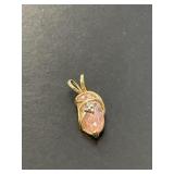 10 KT Pink Quartz and Diamond Pendant