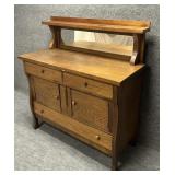 Vintage Two-Piece Oak Sideboard with Mirror