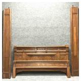 Full Victorian Eastlake Walnut/Burl Wood Bed
