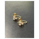 10 KT Vintage Screw Back Crystal Earrings