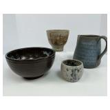 Four Pieces of Pottery Two Signed