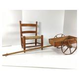 Vintage Doll Sized Chair and Wagon