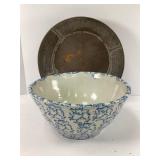 Antique Stoneware Mixing Bowl and Basin