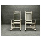 Pair of Painted White Wood Porch Rockers