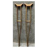 Pair of Vintage Childrens Wood Crutches