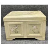 Vintage Cream Colored Wooden Storage Trunk