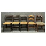 Collection of Five Various Vintage Side Chairs