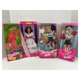 Four Boxed Barbies and 1995 Barbie Calendar