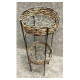 Metal and Wicker Plant Stand