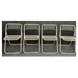 Four Vintage White Metal  Folding Chairs