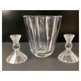 Mikasa Vase, Pair of Crystal Candlesticks Holders