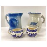 Vintage Blue and White Pottery Lot