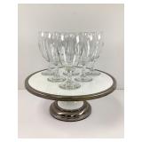 Cake Plate with Six Water Goblets