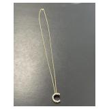 14 KT Letter C Diamond Pendant and Chain