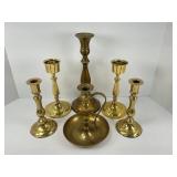 Six Brass Candle Holders