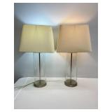 Pair of Glass Cylinder Lamps