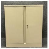 Beige Colored Locking Metal Storage Cabinet
