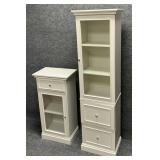 Two Pieces of White Wooden Display Cabinet