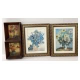 Floral Prints in Beveled Gold Tinted Frames