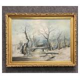 Stone Bridge Winter Painting