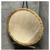 Round Vintage Floral Ornate Gold Framed Mirror