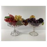Two Glass Compote Fruit Bowls