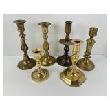 Six Brass Candle Holders