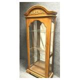 Vintage Mirror Backed Light Oak Finish Curio