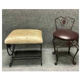 Two Vintage Pieces of Wrought Iron Furniture
