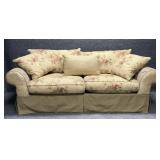 Floral Yellow Striped Upholstered Sofa