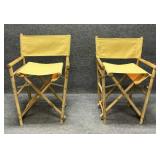 Pair of Yellow Bamboo Director Chairs