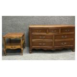 French Provincial Dresser and Night Stand