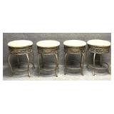 Four Bordeaux Backless Bronze Metal Stools