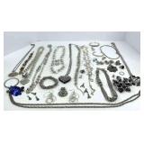Silver Color Necklaces. Earrings Costume Jewelry