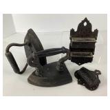 Cast Iron Sad Irons and Match Holders
