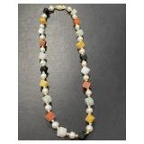 14 KT Pearl and Colorful Jade Necklace