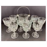 Clear Glass Ice Bucket and Wine Glasses