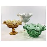 Collection of Fenton Ruffled Glass Pedestal Bowls