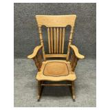 Vintage Pressed Back Wooden Rocker