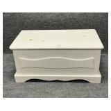 Vintage Painted White Pine Wood Blanket Chest