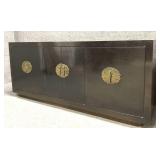 Wooden Asian Inspired Hollywood Regency Cabinet