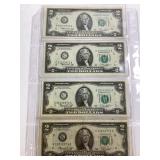 Four 1976 Two Dollar Bills w/Consecutive Numbers