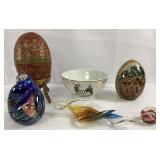 Paperweights, Eggs, Bowl, Stand