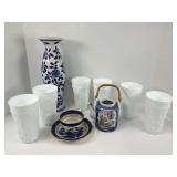 Nine Pieces of Blue and White Decor
