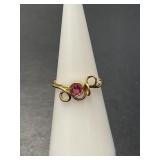 Vintage 14 KT Orange Pink Tourmaline Ring