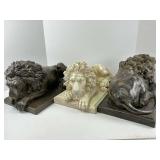 Three Resin Lion Sculptures