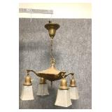 Antique Arts and Crafts Brass Chandelier