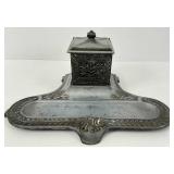 Antique Cast Brass Ink Well