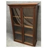 Vintage Dark Wood 2 Door Glass Cabinet